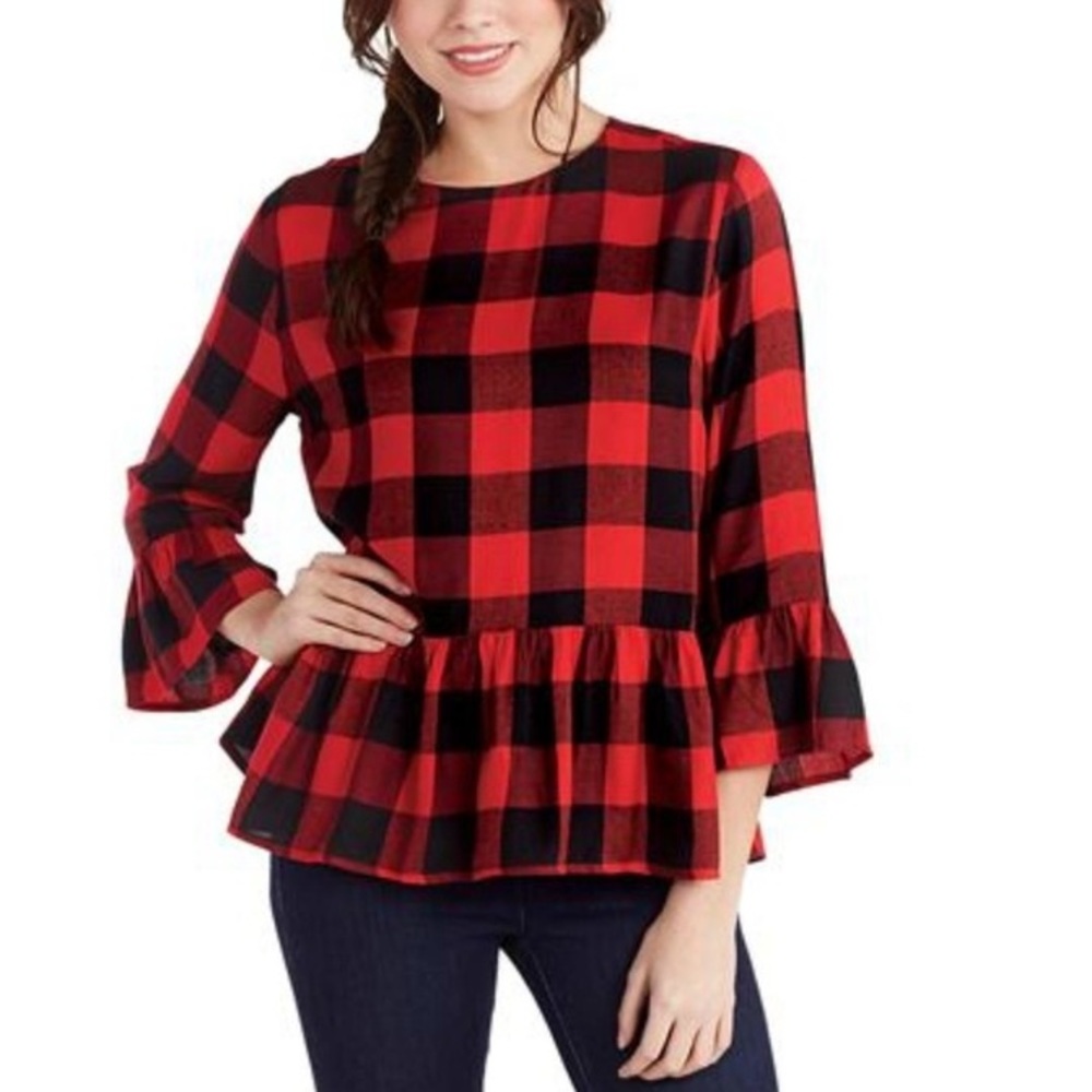Buffalo plaid top.